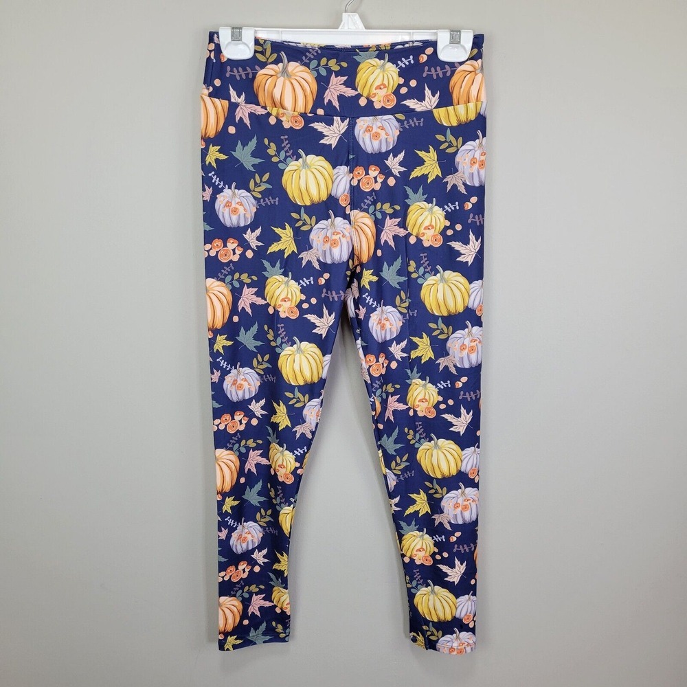 Pumpkin Harvest Polyester Spandex Wide Waistband‎ Ankle Leggings Tall And Curvy